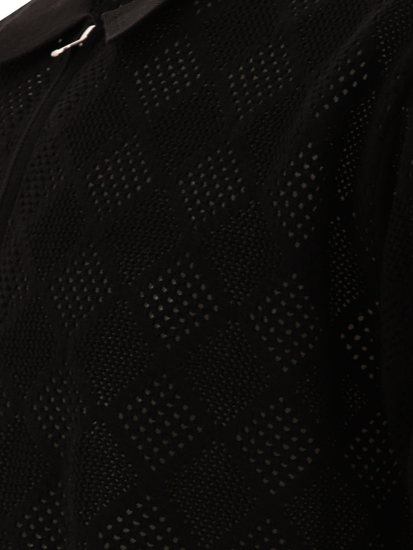 BEAMS PLUS Black   Zip knit mesh polo shirt